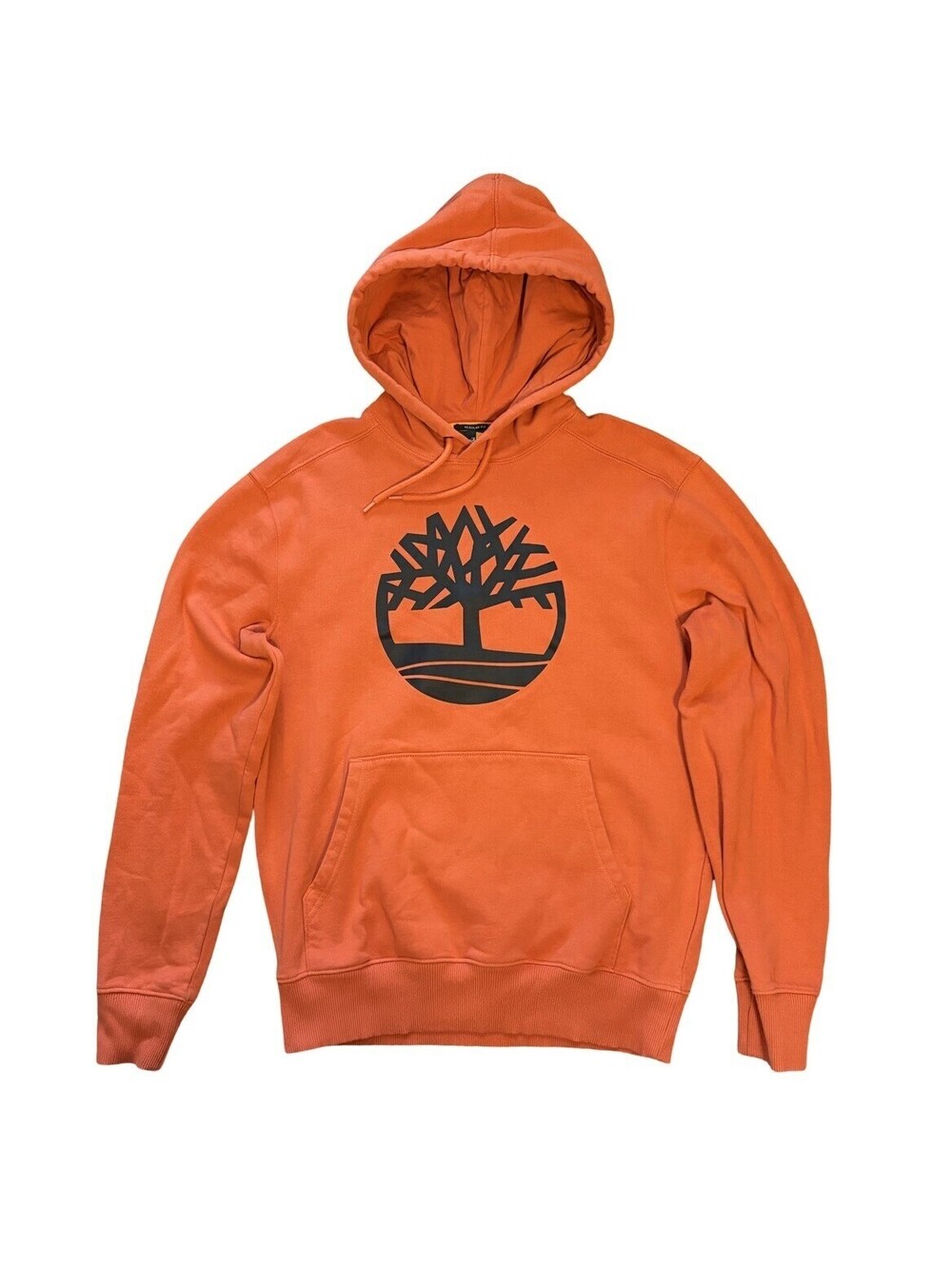 Timberland Core Tree Logo Orange Black Pullover Hoodie Men's Size Small Regular